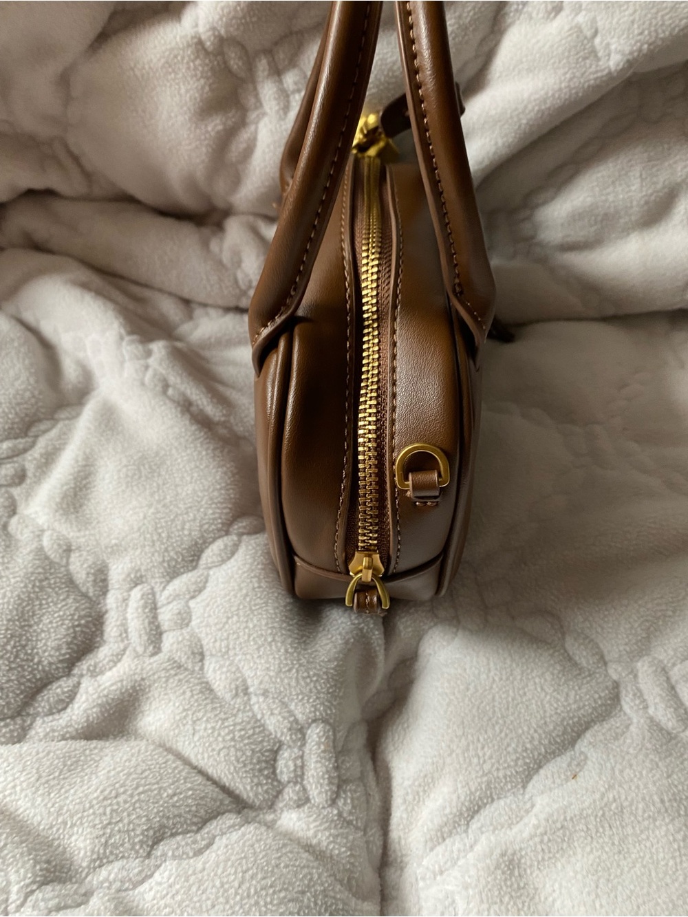 Zara Brown Leather Crossbody Bag with Gold Hardware - Picture 5 of 6